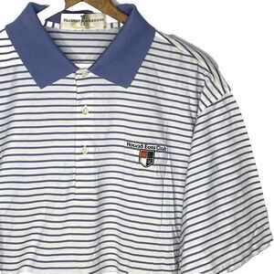 Fairway & Greene Striped Hound Ears Golf Club Polo Shirt Boone NC Mens L Blue